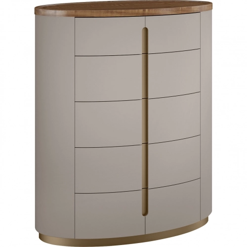 Ambra Chest in Light Grey, Walnut & Brushed Bronze